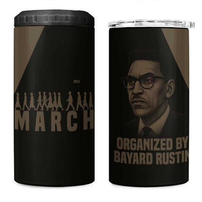 Bayard Rustin 4 in 1 Can Cooler Tumbler with March on Washington Design Civil Rights Organizer Tribute - African Pride