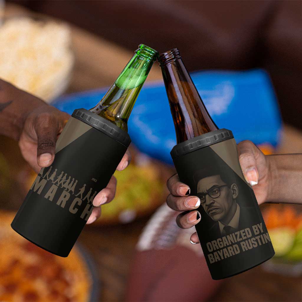 Bayard Rustin 4 in 1 Can Cooler Tumbler with March on Washington Design Civil Rights Organizer Tribute - African Pride