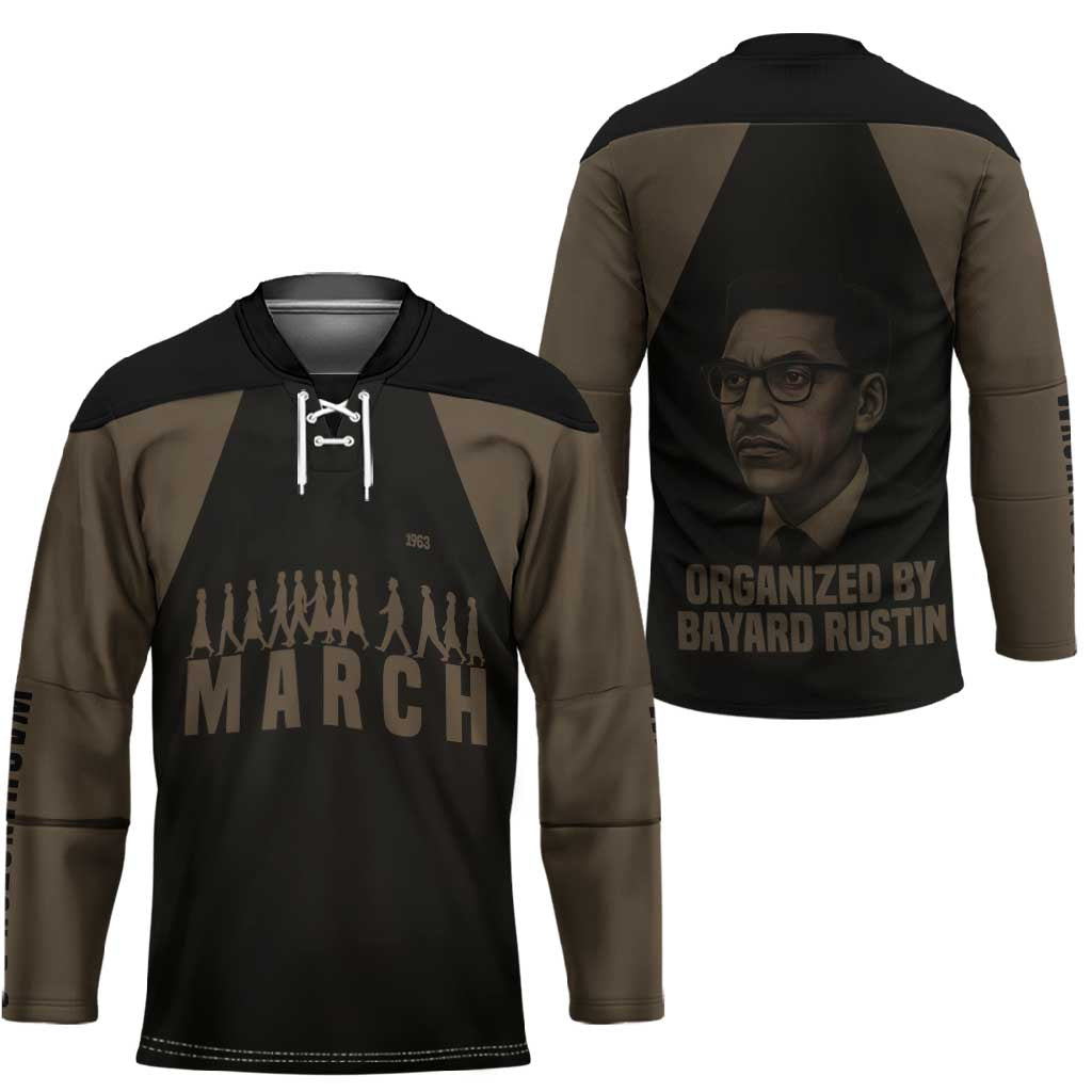 Bayard Rustin Hockey Jersey with March on Washington Design Civil Rights Organizer Tribute - African Pride