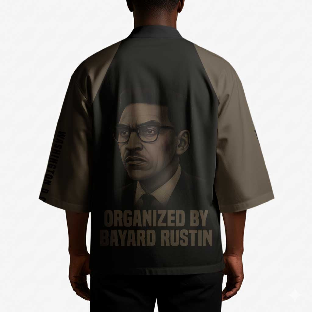 Bayard Rustin Kimono with March on Washington Design Civil Rights Organizer Tribute - African Pride