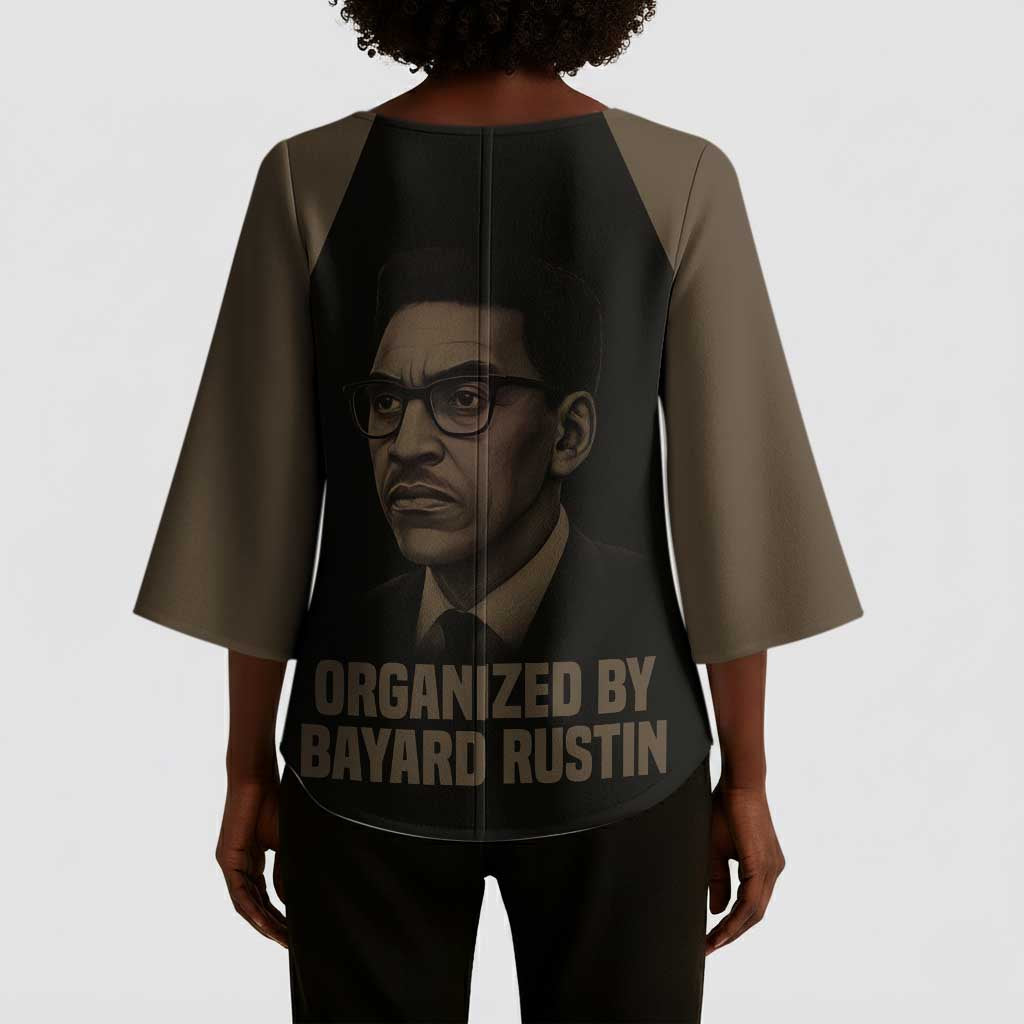 Bayard Rustin Kimono Sleeve Blouse with March on Washington Design Civil Rights Organizer Tribute - African Pride