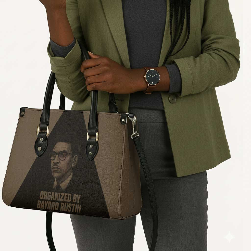 Bayard Rustin Leather Bag with March on Washington Design Civil Rights Organizer Tribute - African Pride