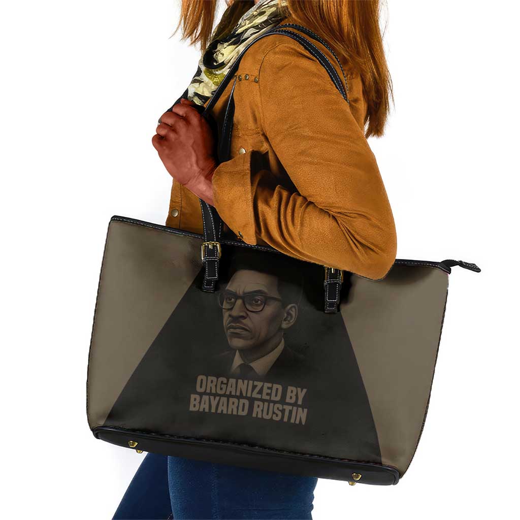 Bayard Rustin Leather Tote Bag with March on Washington Design Civil Rights Organizer Tribute - African Pride