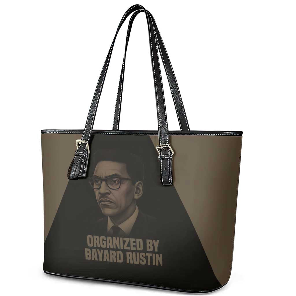 Bayard Rustin Leather Tote Bag with March on Washington Design Civil Rights Organizer Tribute - African Pride