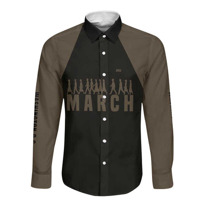 Bayard Rustin Long Sleeve Button Shirt with March on Washington Design Civil Rights Organizer Tribute - African Pride