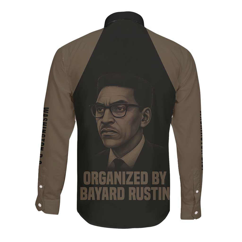 Bayard Rustin Long Sleeve Button Shirt with March on Washington Design Civil Rights Organizer Tribute - African Pride
