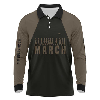 Bayard Rustin Long Sleeve Polo Shirt with March on Washington Design Civil Rights Organizer Tribute - African Pride