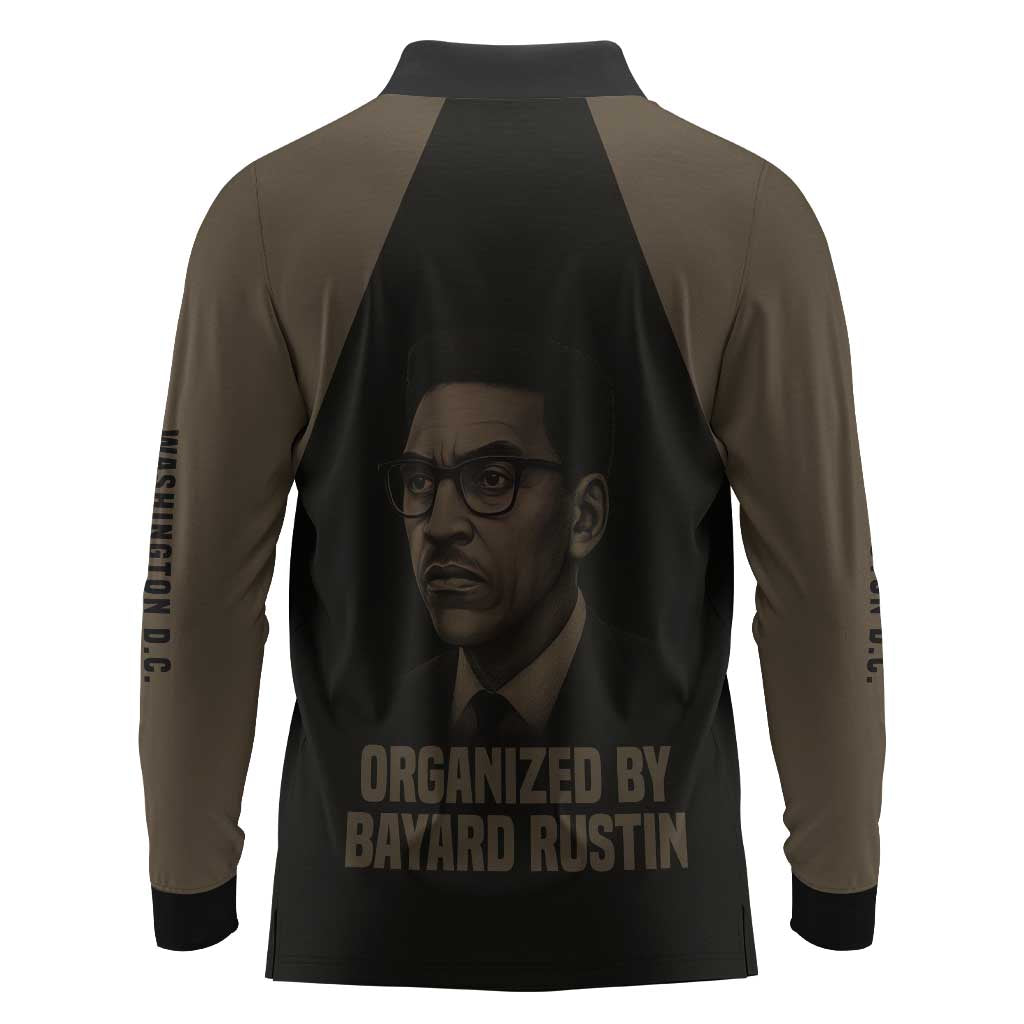 Bayard Rustin Long Sleeve Polo Shirt with March on Washington Design Civil Rights Organizer Tribute - African Pride