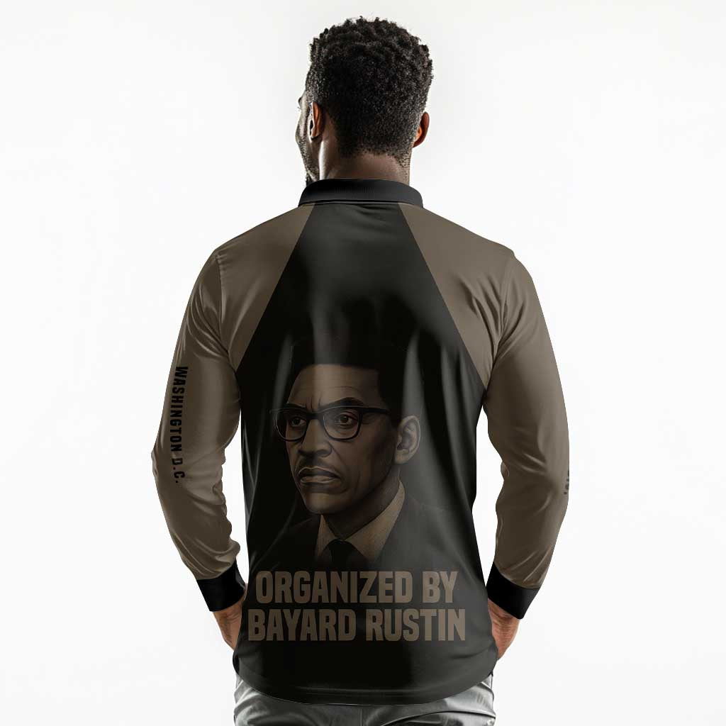 Bayard Rustin Long Sleeve Polo Shirt with March on Washington Design Civil Rights Organizer Tribute - African Pride