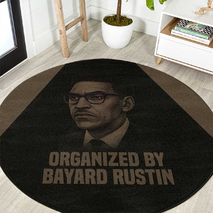 Bayard Rustin Round Carpet with March on Washington Design Civil Rights Organizer Tribute - African Pride