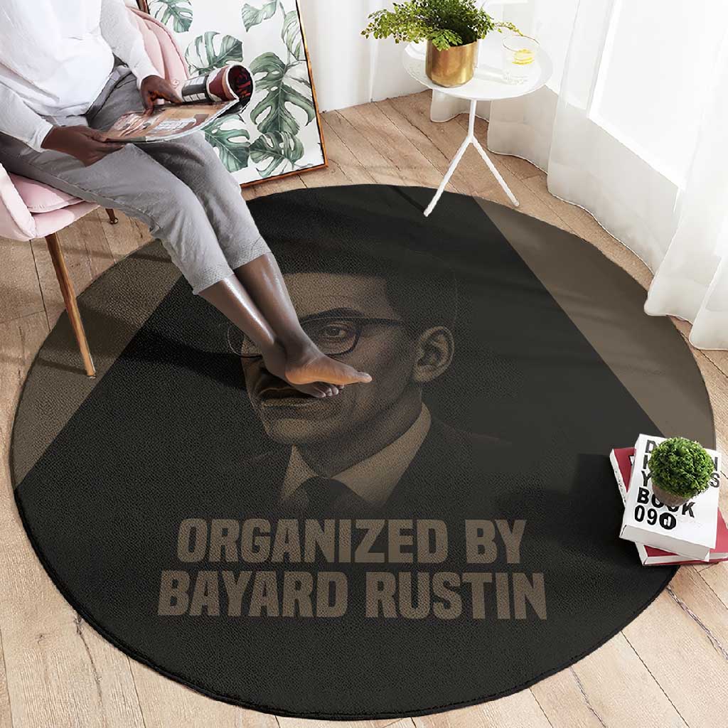 Bayard Rustin Round Carpet with March on Washington Design Civil Rights Organizer Tribute - African Pride