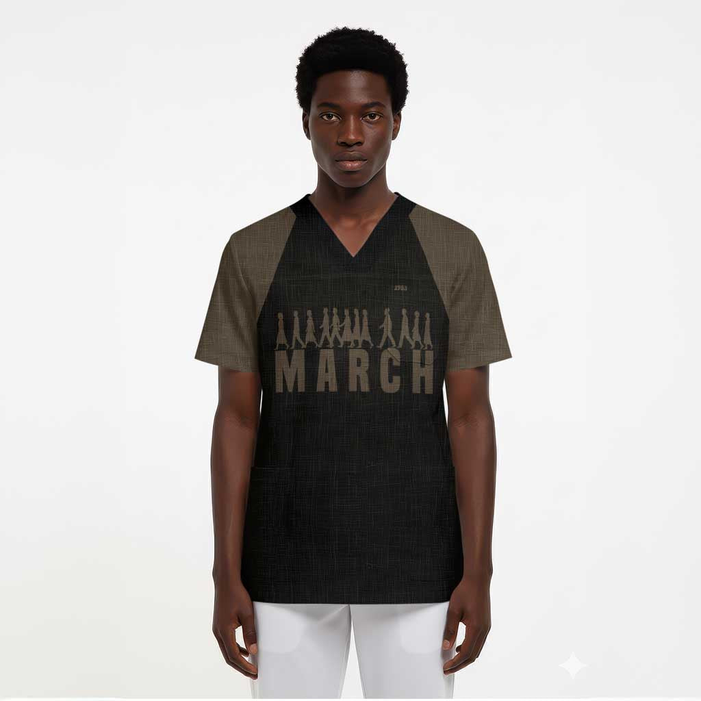 Bayard Rustin Scrub Top with March on Washington Design Civil Rights Organizer Tribute - African Pride