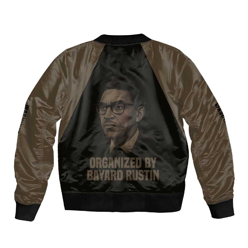 Bayard Rustin Sleeve Zip Bomber Jacket with March on Washington Design Civil Rights Organizer Tribute - African Pride