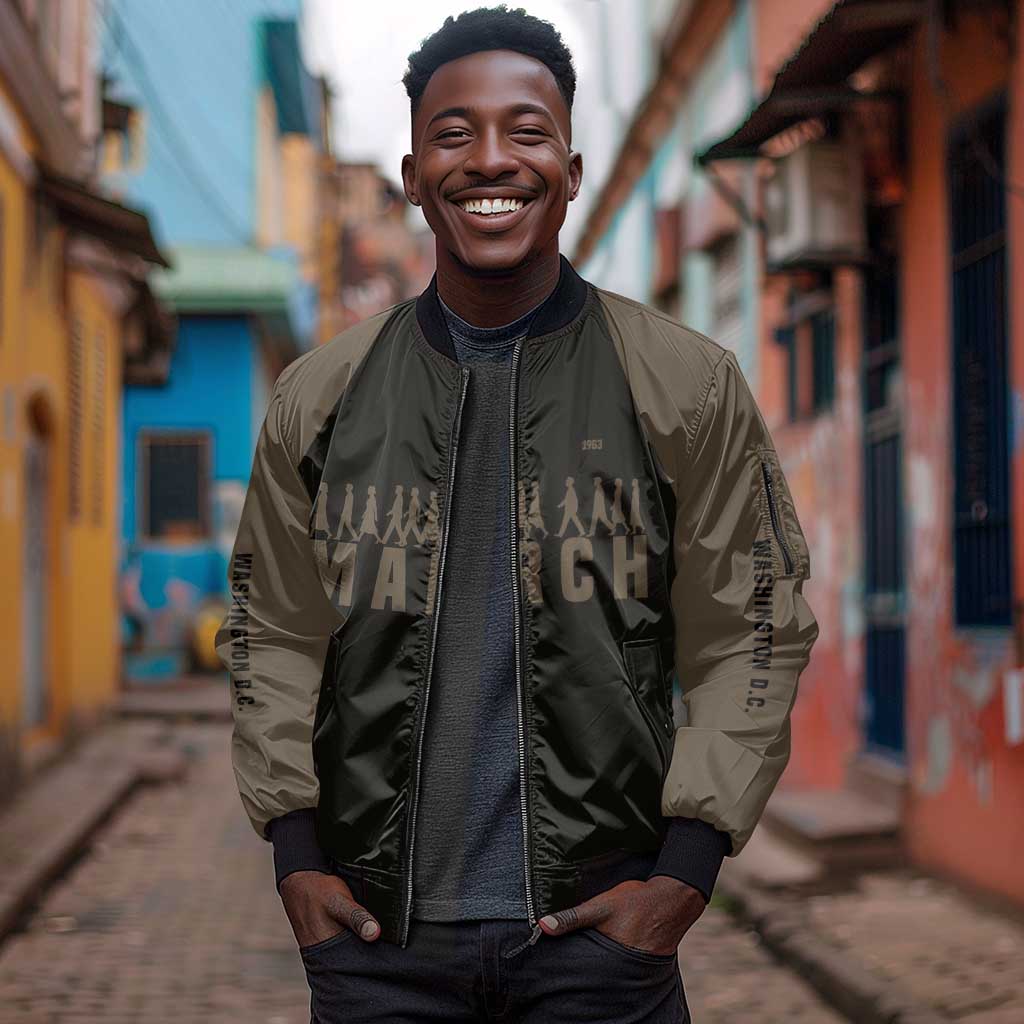 Bayard Rustin Sleeve Zip Bomber Jacket with March on Washington Design Civil Rights Organizer Tribute - African Pride
