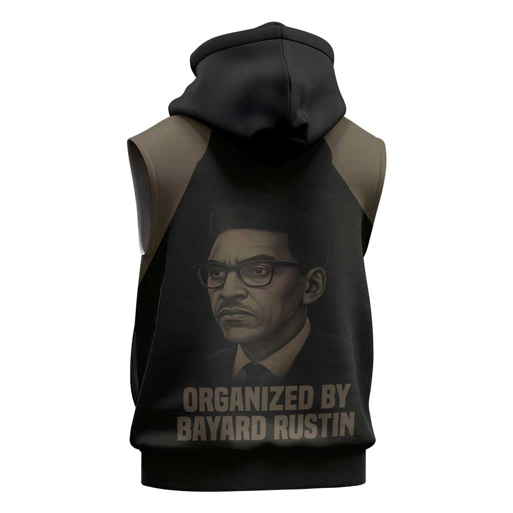 Bayard Rustin Sleeveless Hoodie with March on Washington Design Civil Rights Organizer Tribute - African Pride