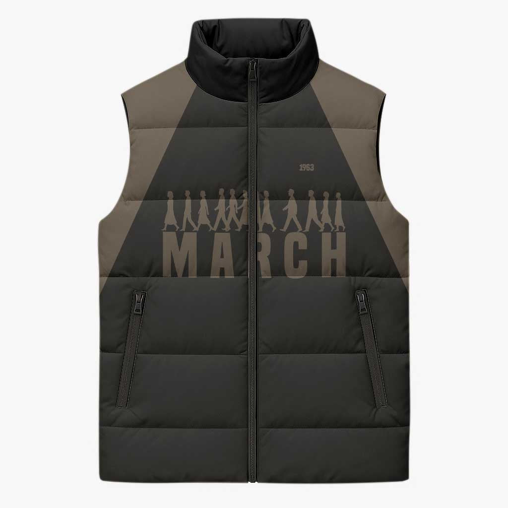 Bayard Rustin Sleeveless Puffer Jacket with March on Washington Design Civil Rights Organizer Tribute - African Pride