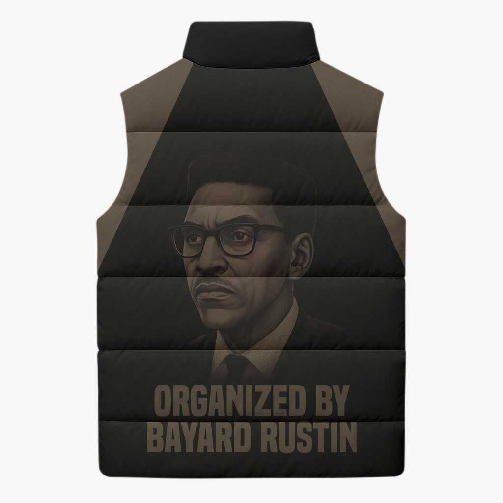 Bayard Rustin Sleeveless Puffer Jacket with March on Washington Design Civil Rights Organizer Tribute - African Pride