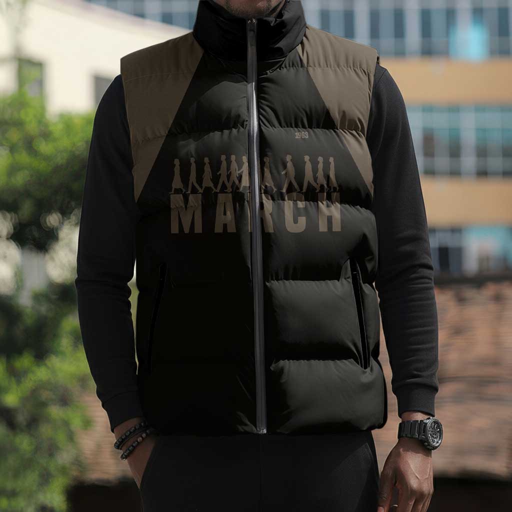 Bayard Rustin Sleeveless Puffer Jacket with March on Washington Design Civil Rights Organizer Tribute - African Pride