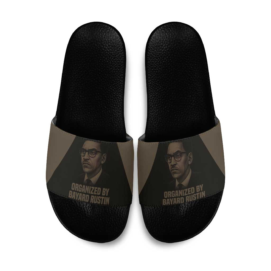 Bayard Rustin Slide Sandals with March on Washington Design Civil Rights Organizer Tribute - African Pride