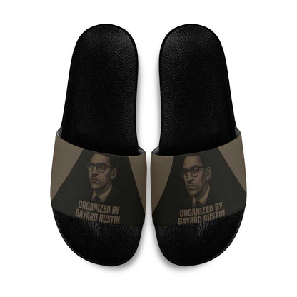 Bayard Rustin Slide Sandals with March on Washington Design Civil Rights Organizer Tribute - African Pride