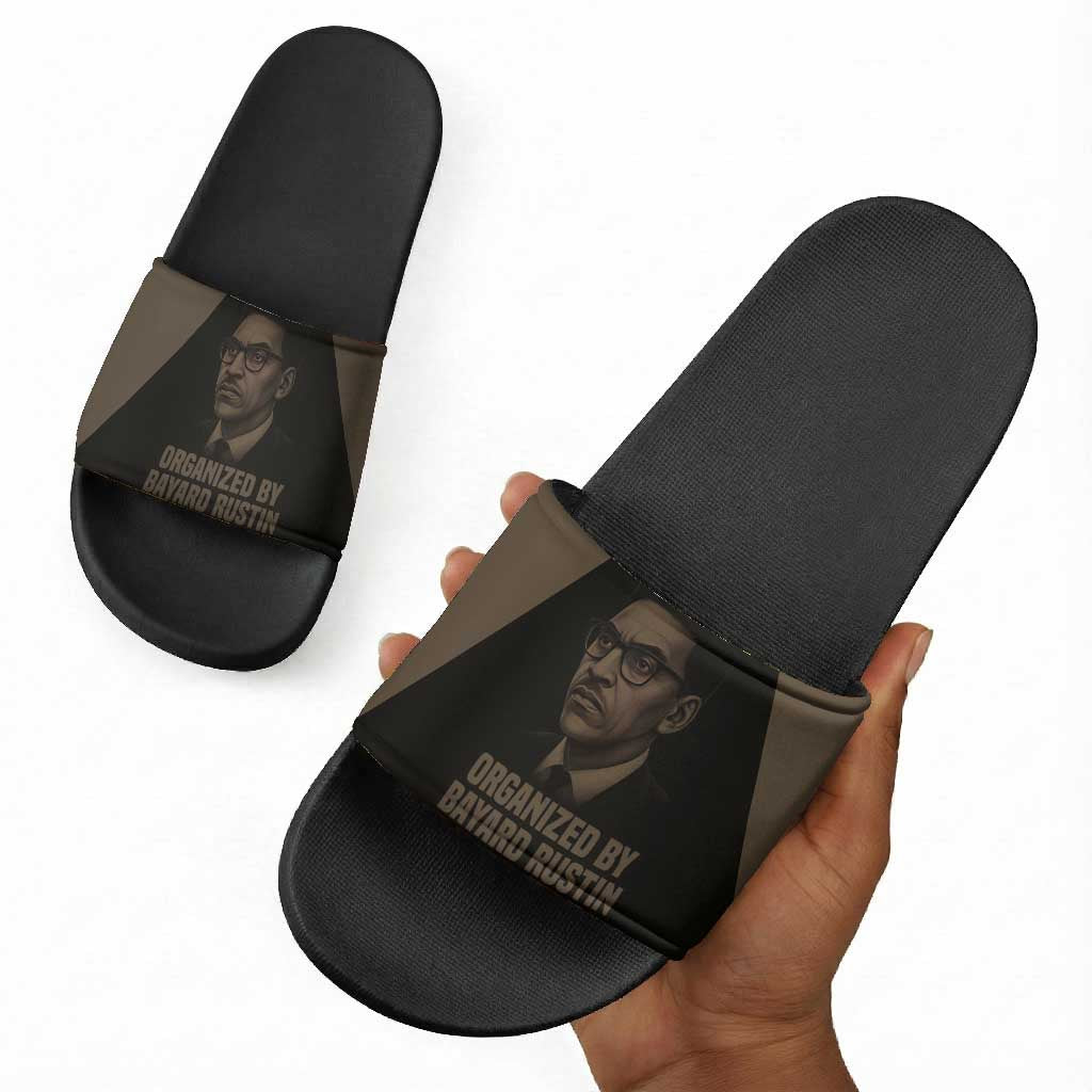 Bayard Rustin Slide Sandals with March on Washington Design Civil Rights Organizer Tribute - African Pride