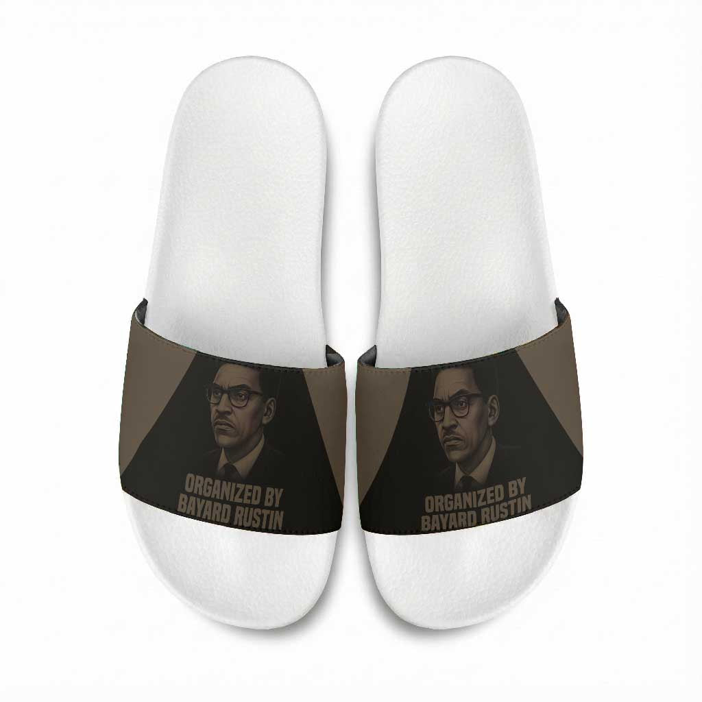 Bayard Rustin Slide Sandals with March on Washington Design Civil Rights Organizer Tribute - African Pride