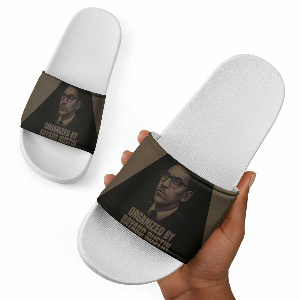 Bayard Rustin Slide Sandals with March on Washington Design Civil Rights Organizer Tribute - African Pride
