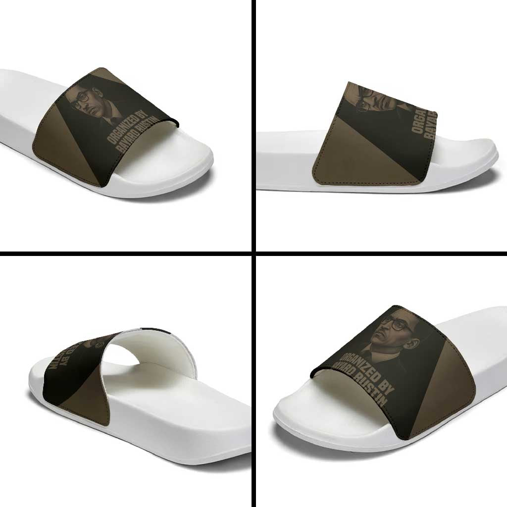 Bayard Rustin Slide Sandals with March on Washington Design Civil Rights Organizer Tribute - African Pride