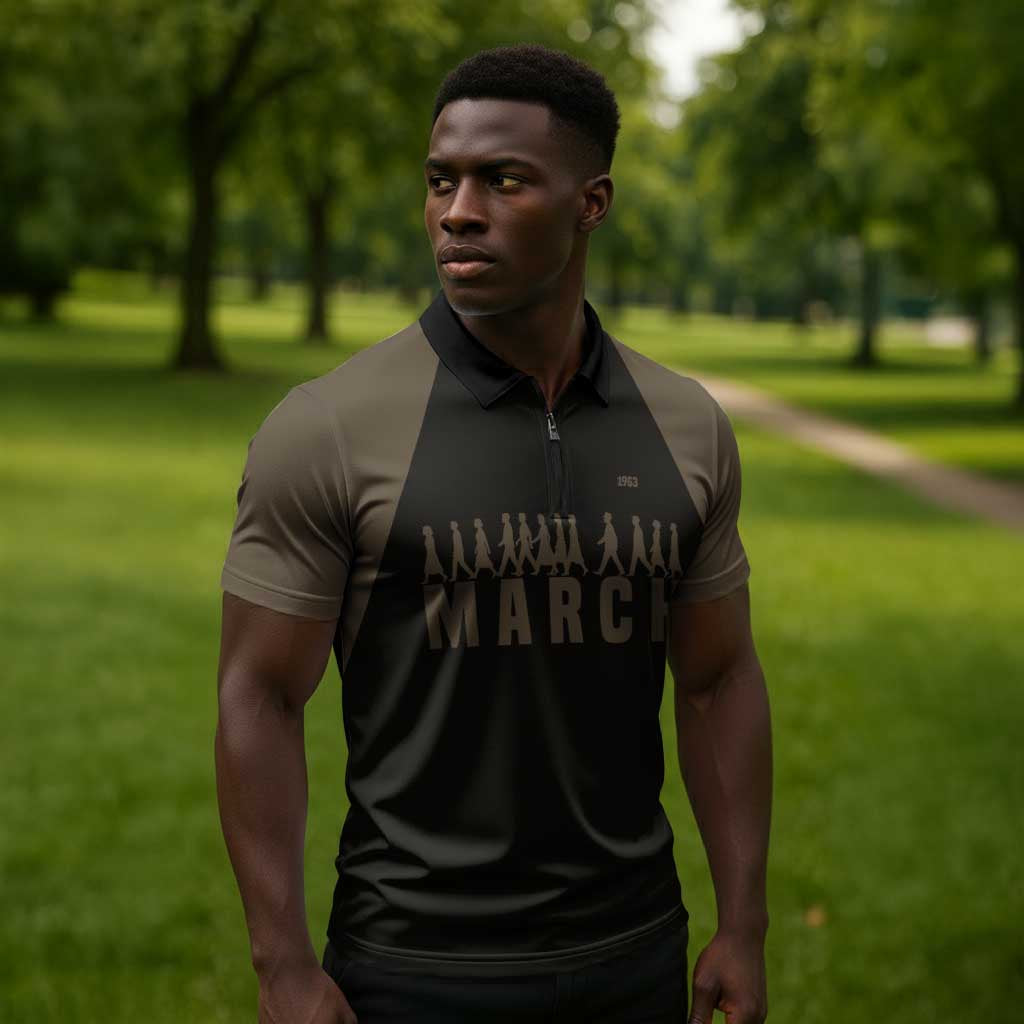 Bayard Rustin Zipper Polo Shirt with March on Washington Design Civil Rights Organizer Tribute - African Pride