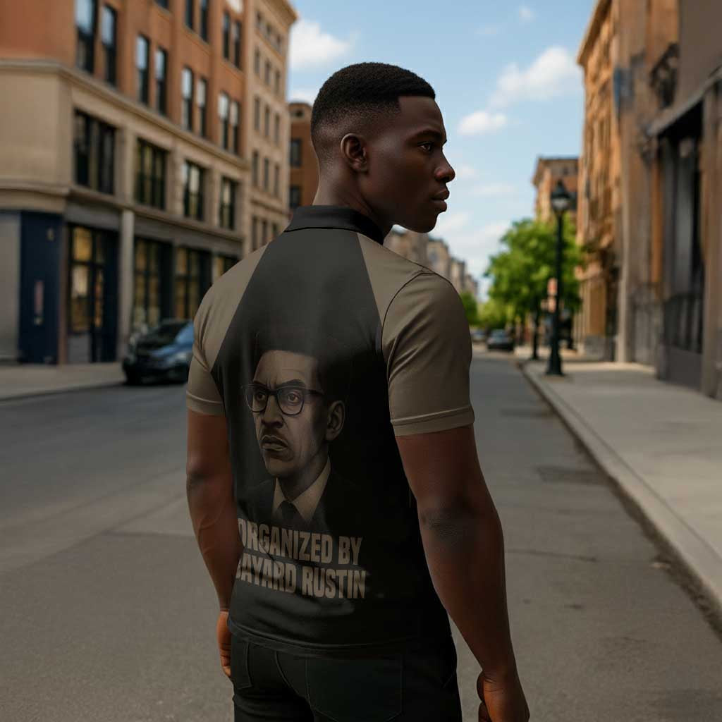 Bayard Rustin Zipper Polo Shirt with March on Washington Design Civil Rights Organizer Tribute - African Pride