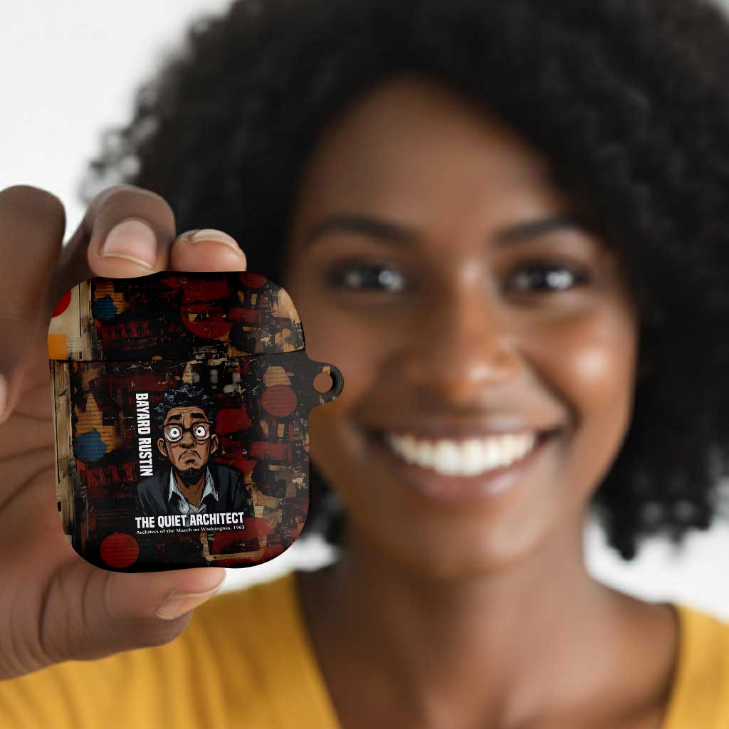 Bayard Rustin AirPods Case with Quiet Architect Design Strategy and Courage Civil Rights Tribute - African Pride