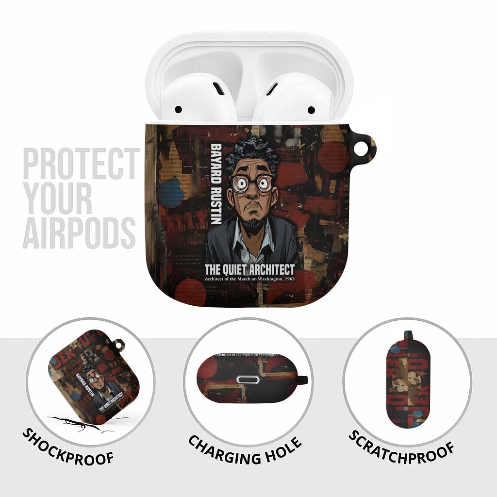 Bayard Rustin AirPods Case with Quiet Architect Design Strategy and Courage Civil Rights Tribute - African Pride