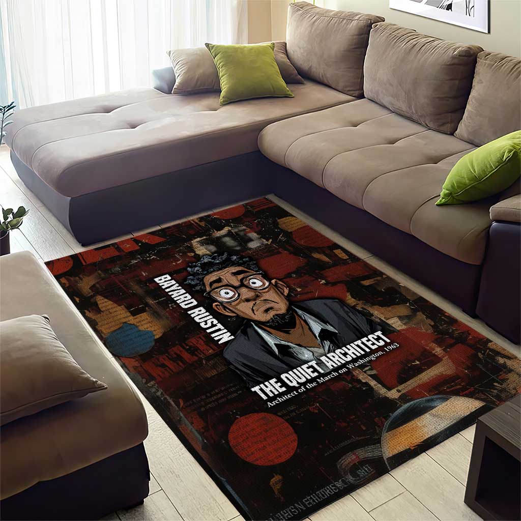 Bayard Rustin Area Rug with Quiet Architect Design Strategy and Courage Civil Rights Tribute - African Pride