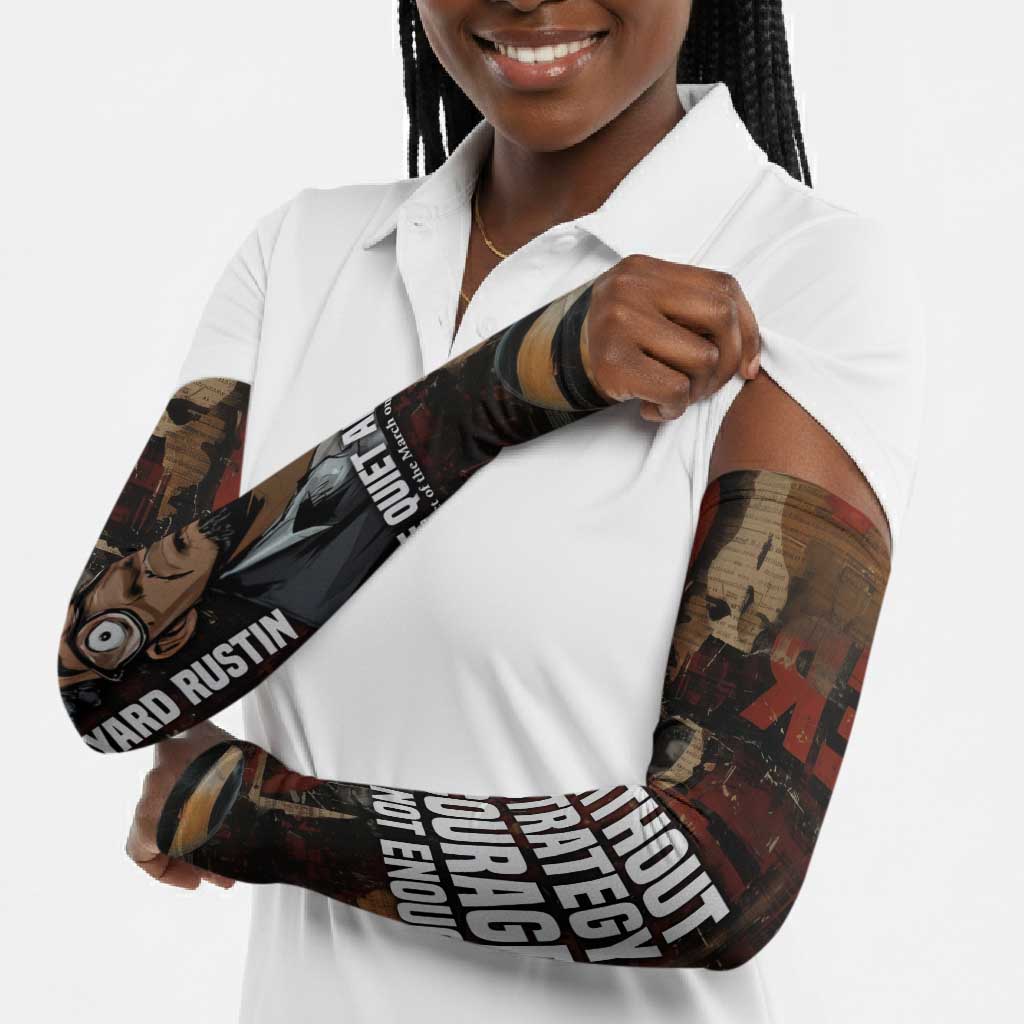 Bayard Rustin Arm Sleeves with Quiet Architect Design Strategy and Courage Civil Rights Tribute - African Pride