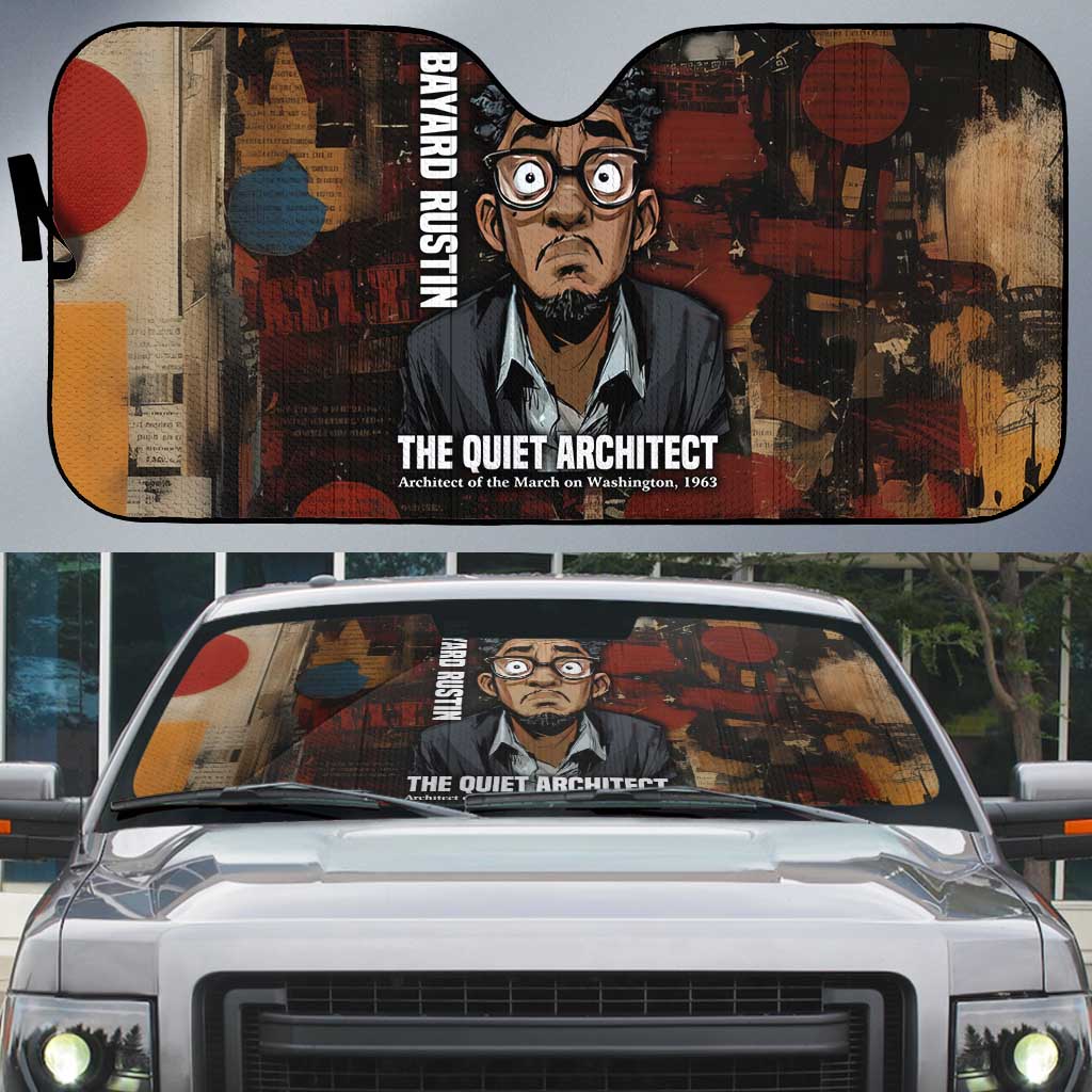 Bayard Rustin Auto Sun Shade with Quiet Architect Design Strategy and Courage Civil Rights Tribute - African Pride