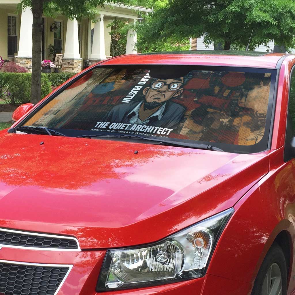 Bayard Rustin Auto Sun Shade with Quiet Architect Design Strategy and Courage Civil Rights Tribute - African Pride
