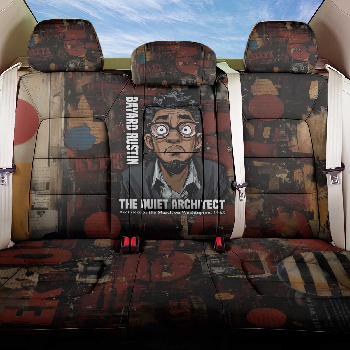 Bayard Rustin Back Car Seat Cover with Quiet Architect Design Strategy and Courage Civil Rights Tribute - African Pride