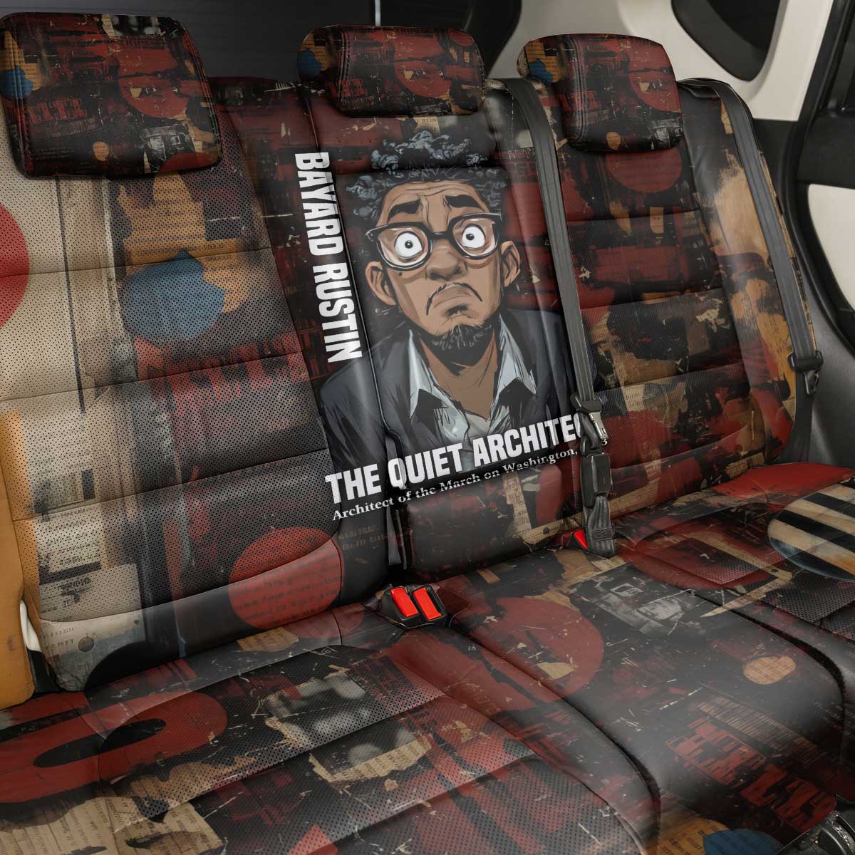 Bayard Rustin Back Car Seat Cover with Quiet Architect Design Strategy and Courage Civil Rights Tribute - African Pride