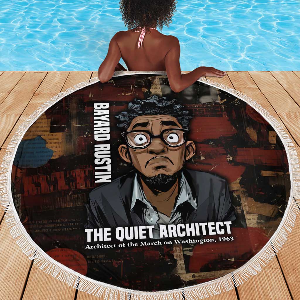 Bayard Rustin Beach Blanket with Quiet Architect Design Strategy and Courage Civil Rights Tribute - African Pride