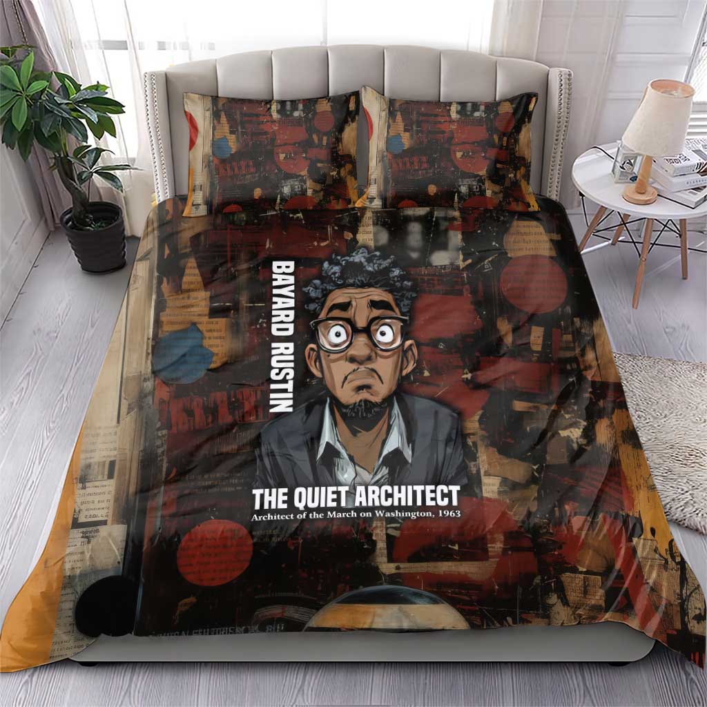 Bayard Rustin Bedding Set with Quiet Architect Design Strategy and Courage Civil Rights Tribute - African Pride