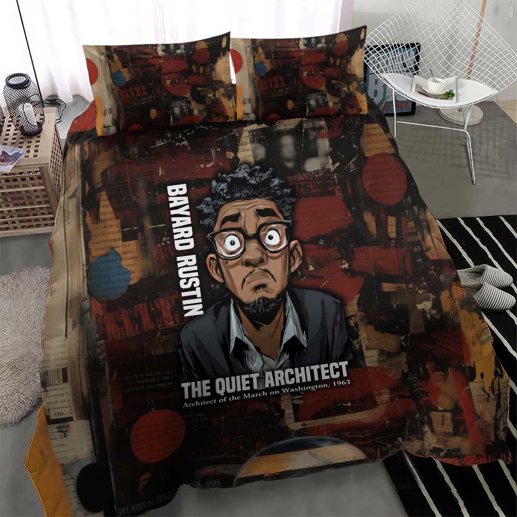 Bayard Rustin Bedding Set with Quiet Architect Design Strategy and Courage Civil Rights Tribute - African Pride