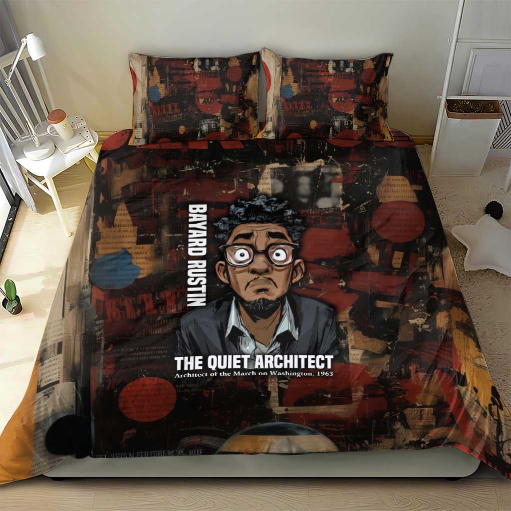 Bayard Rustin Bedding Set with Quiet Architect Design Strategy and Courage Civil Rights Tribute - African Pride