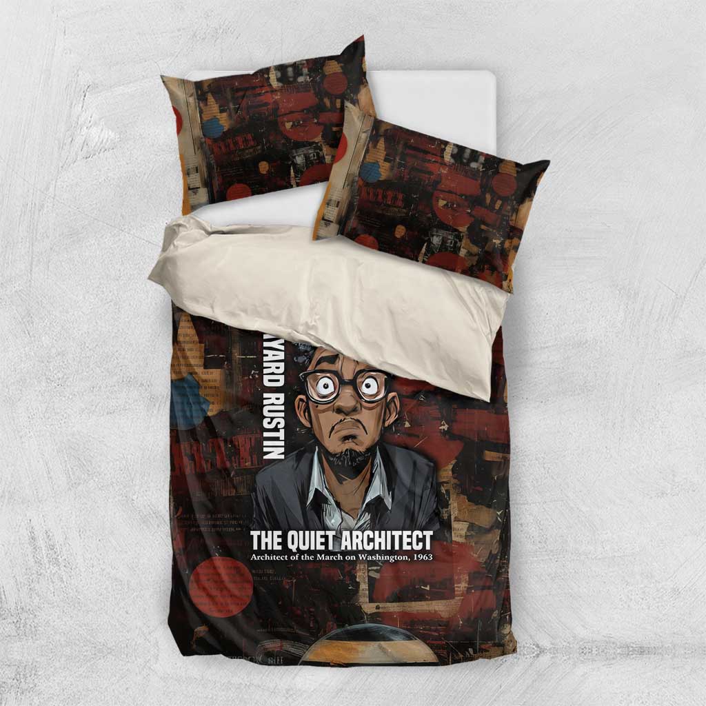 Bayard Rustin Bedding Set with Quiet Architect Design Strategy and Courage Civil Rights Tribute - African Pride