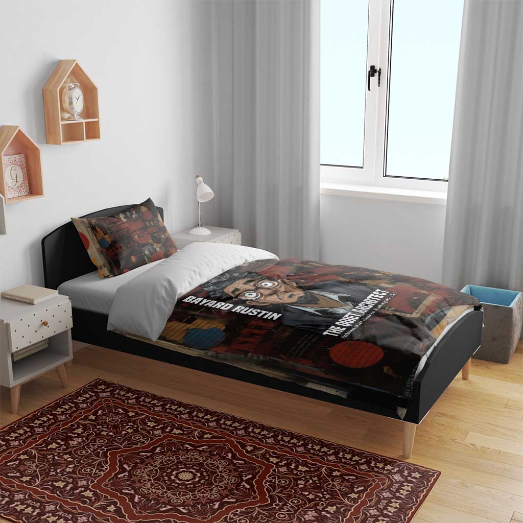 Bayard Rustin Bedding Set with Quiet Architect Design Strategy and Courage Civil Rights Tribute - African Pride