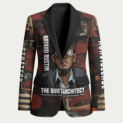 Bayard Rustin Blazer with Quiet Architect Design Strategy and Courage Civil Rights Tribute - African Pride