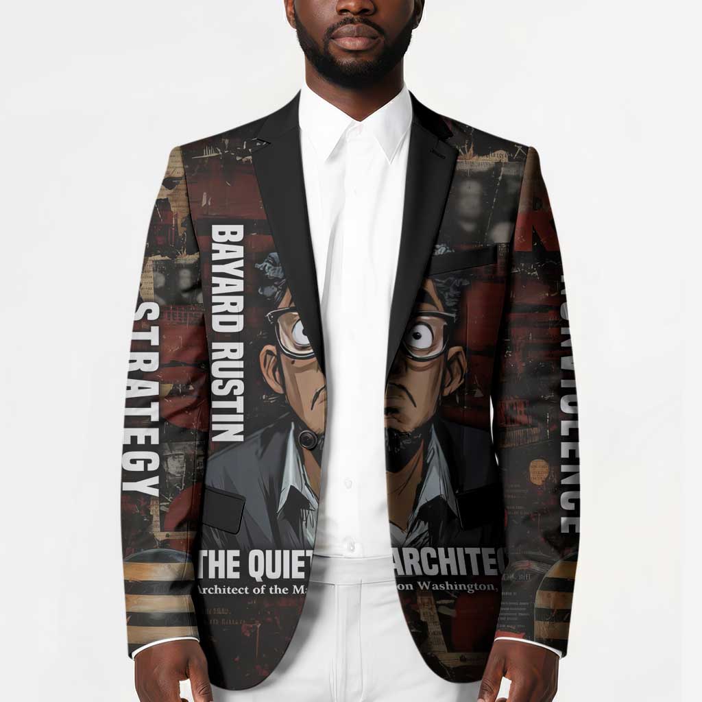 Bayard Rustin Blazer with Quiet Architect Design Strategy and Courage Civil Rights Tribute - African Pride