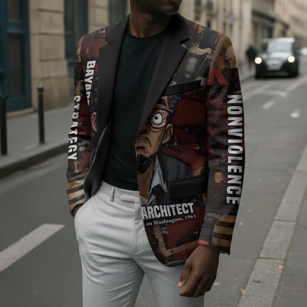 Bayard Rustin Blazer with Quiet Architect Design Strategy and Courage Civil Rights Tribute - African Pride