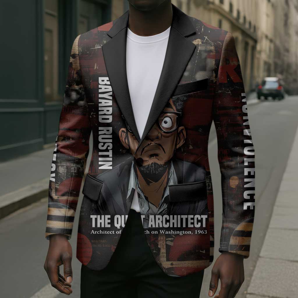 Bayard Rustin Blazer with Quiet Architect Design Strategy and Courage Civil Rights Tribute - African Pride