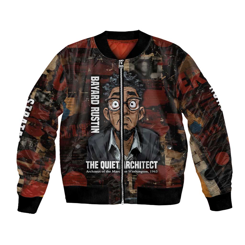 Bayard Rustin Bomber Jacket with Quiet Architect Design Strategy and Courage Civil Rights Tribute - African Pride