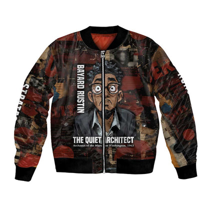 Bayard Rustin Bomber Jacket with Quiet Architect Design Strategy and Courage Civil Rights Tribute - African Pride